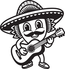 Taco wearing sombrero hat silhouette vector art 2