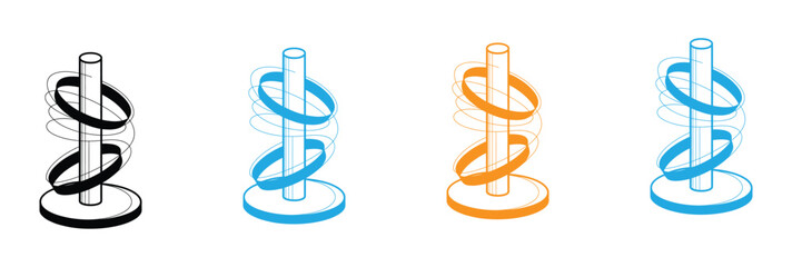 Spiral rings on a pole a conceptual illustration of rotation, circulation, and intertwining, representing movement, flow, and dynamic systems