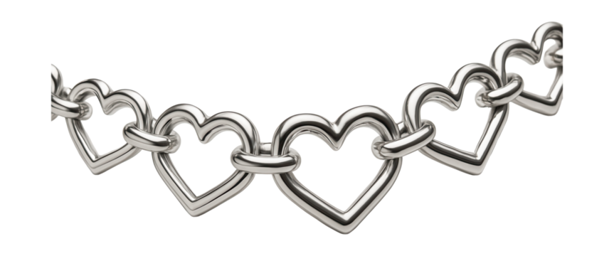 Silver chain of interlocking hearts for a romantic accent.