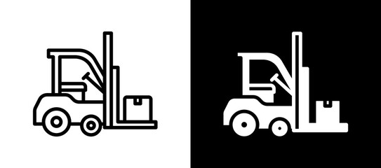 Forklift whiteblack icon