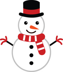  Festive Cartoon Snowman with Hat, Striped Scarf, and Candy Cane for Christmas Holiday Celebrations out line white background