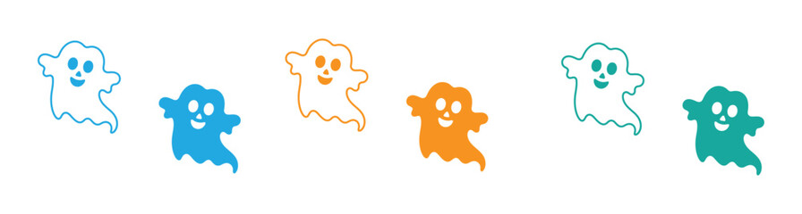 Halloween ghost silhouette set, Set of halloween ghost silhouette. vector illustration
