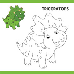 Triceratops Copy Colour worksheet for kids