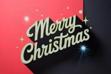 Sparkling Merry Christmas text shines brightly against contrasted pink and black background with festive accents