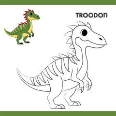 Fototapeta premium Troodon Copy Colour worksheet for kids