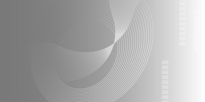 Abstract white glowing geometric lines on gray background. white and black background with white circle rings. Crossing line patterned background. Vector modern grey wave curves line for banner design