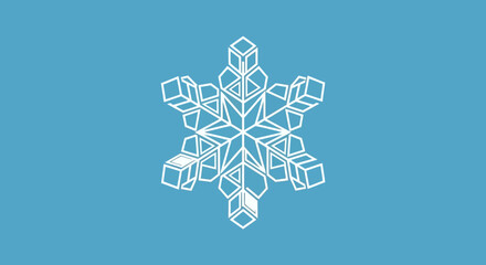 Fototapeta premium Geometric Snowflake on Blue Background Winter Design