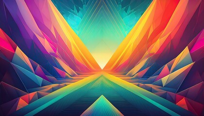 abstract digital art vibrant gradient colors triangular void
