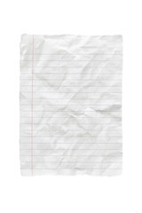 A4 crumbled and torned notebook paper isolated on transparent background.