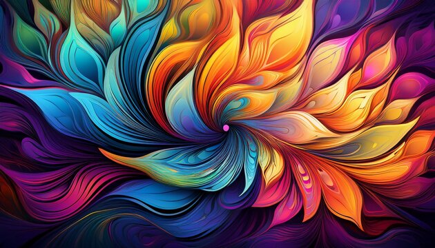 abstract digital art vibrant color gradients soft edges and a dark central shape