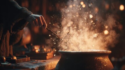Blacksmith Working Hot Metal with Sparks Flying in Forge Workshop