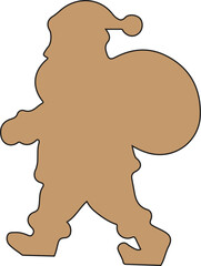 Silhouette of Santa Claus walking with a sack of gifts
