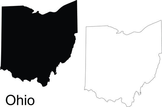Black Silhouette of Ohio State Map on White Background graphic design