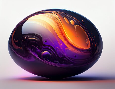 a dark amorphous orb with a gradient of purple and orange hues isolated on a white background - Powered by Adobe