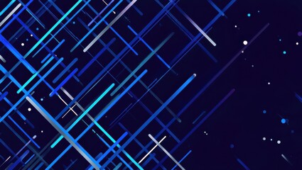 Abstract futuristic background with glowing blue diagonal lines and particles.