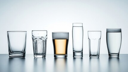 Five Empty and Full Glasses Lineup.