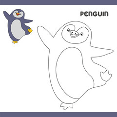 Penguin Copy Colour worksheet for kids