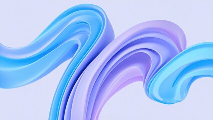 Abstract digital art featuring flowing, swirling ribbons in shades of blue and purple against a white background.