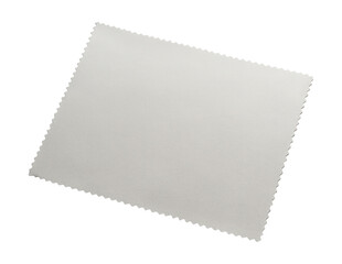 Light grey microfiber lens-cleaning cloth with heat-sealed edges.