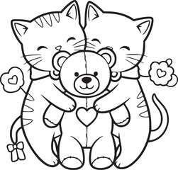 Cats artwork cute vector style with heart