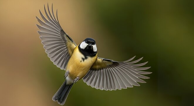 Palawan Tit mid-flight through filtered sunlight, crisp highlight edges