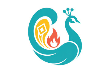 Fototapeta premium Elegant phoenix emblem with fire and abstract wing design