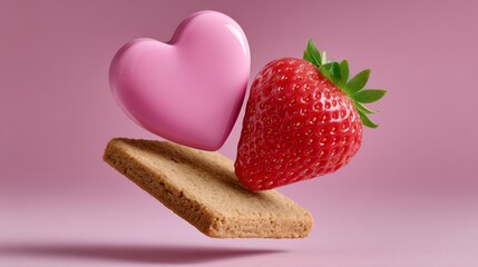 Fresh heart shaped strawberries on a white plate create a delicious and healthy Valentine dessert featuring ripe red fruit and organic berries for a sweet expression of love