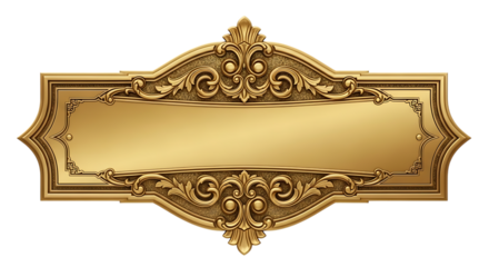 Transparent background ornate golden decorative frame isolated on transparent background