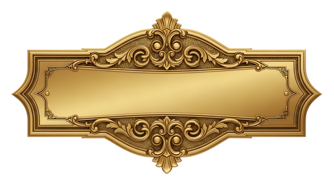 Transparent background ornate golden decorative frame isolated on transparent background