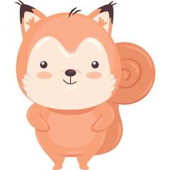 Cute Cartoon Squirrel Character Standing With A Big Smile And Curled Tail Adorable Orange Fur And White Belly Detail