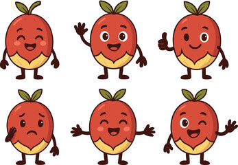 Fototapeta premium Cute Kawaii Fruits with Different Emotions and Poses