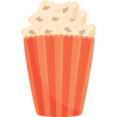 A Classic Red Striped Popcorn Container Overflowing With Fluffy White Kernels Against A Clean White Background With No Distractions