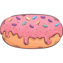 A Delicious Pink Frosted Donut Sprinkled With Colorful Candy Bits On A Transparent Background Perfect For Food Art And Graphic Design