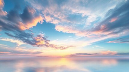 Fototapeta premium Serene Sunset Over Calm Ocean Waters.