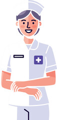 Smiling Nurse in Uniform with Medical Cross Symbol