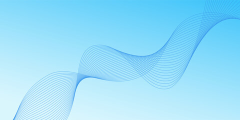 Abstract blue gradient background with shining lines waves. Minimalist background for banner, poster, cover, brochure, flyer, website