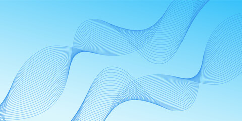 Abstract blue gradient background with shining lines waves. Minimalist background for banner, poster, cover, brochure, flyer, website