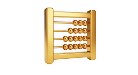 Golden abacus isolated on transparent background