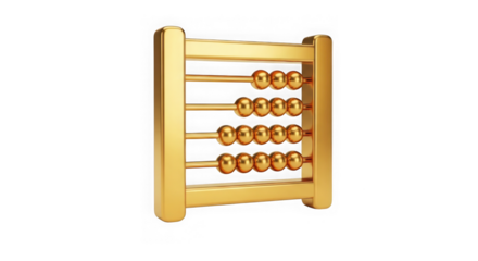 Golden abacus isolated on transparent background