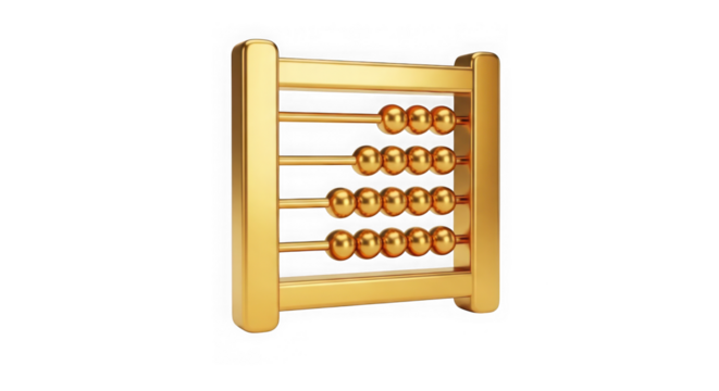 Golden abacus isolated on transparent background