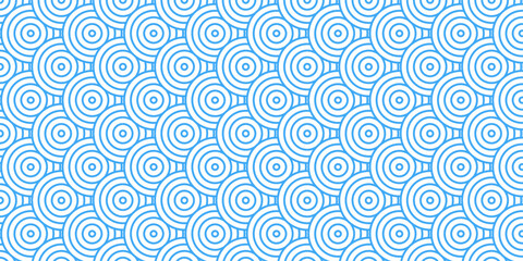 Minimal abstract repeat spiral flow overlap geometric fashion element floral seamless pattern with blue wave overlapping circles fabric textile design.	
