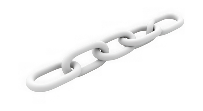 A simple white chain link isolated on transparent background