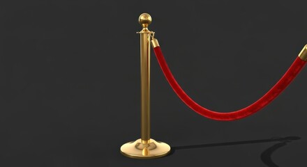 Gold stanchion with a red velvet rope creates an elegant barrier suggesting exclusivity and controlled access for events or premium spaces symbolizing refined taste and high security.
