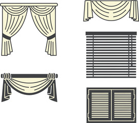 Window Treatment Icons Curtains, Blinds, Valance, Shutters