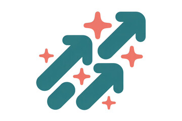 Dynamic upward arrows signify business growth and success with sparkling accents