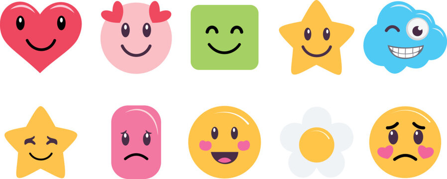 Cute face icons collection for child friendly artwork