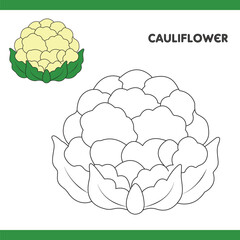 Cauliflower Copy Colour worksheet for kids