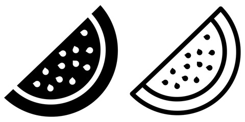 Watermelon glyph and line icon on transparent background. Watermelon silhouette and outline symbol PNG.