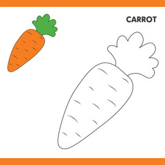 Carrot Copy Colour worksheet for kids