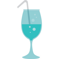 A Tall Glass Filled With A Refreshing Blue Beverage And Bubbles Topped With A White Straw On A Transparent Background